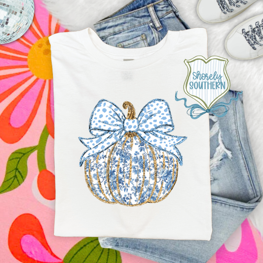 Blue Floral Pumpkin