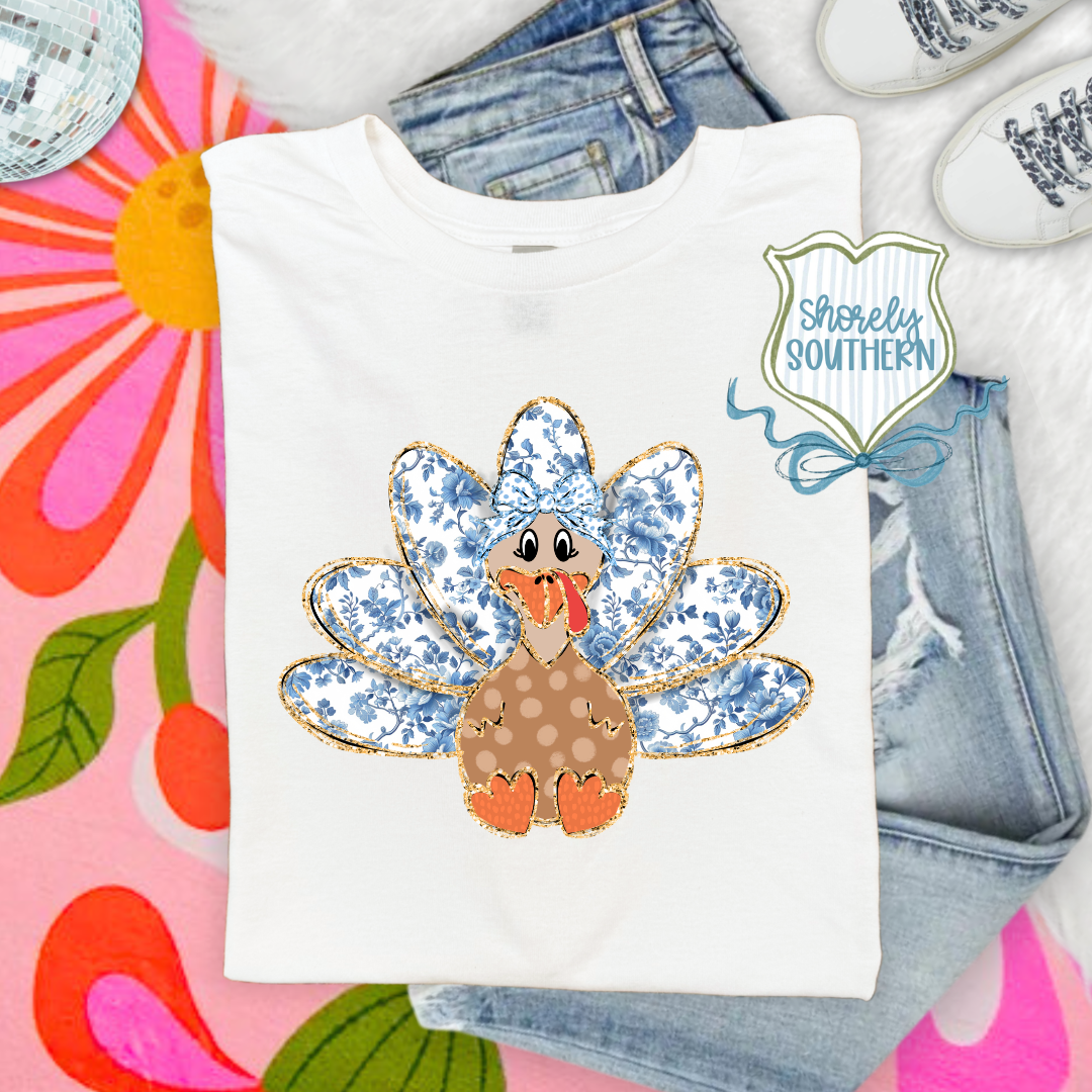 Blue Floral Turkey