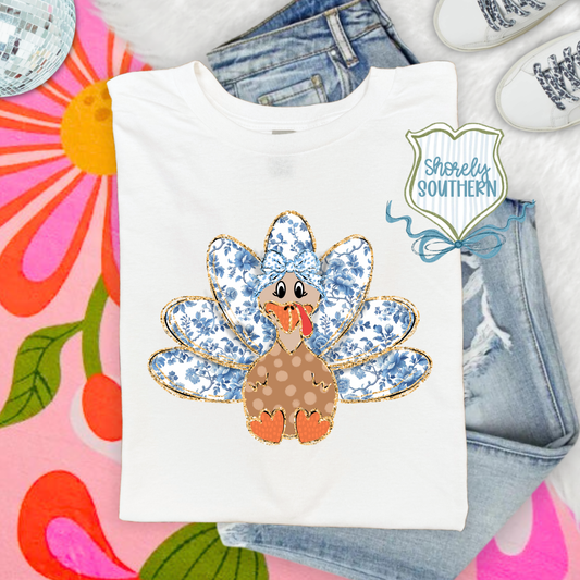 Blue Floral Turkey